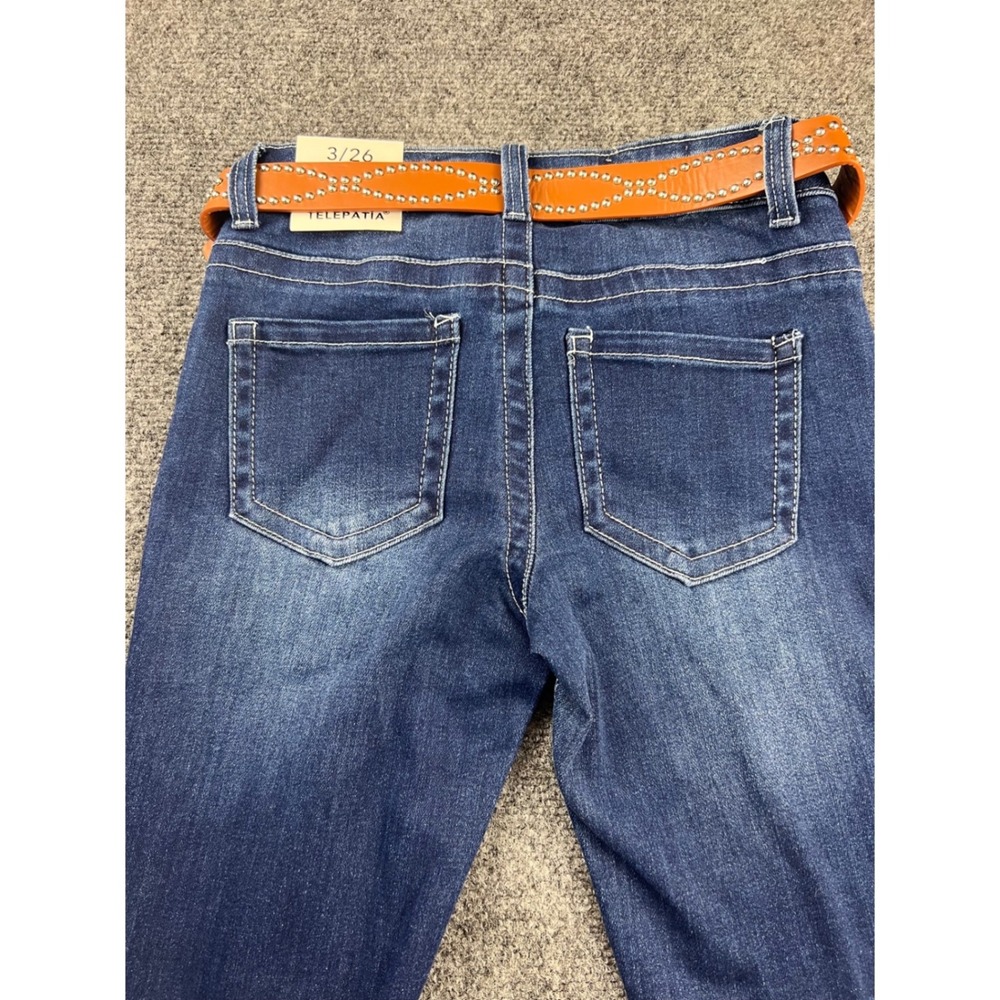 Telepatia Low Rise Bootcut Jeans Dark Wash Studded Belt Size 3/26 NWT Boho - Picture 5 of 14